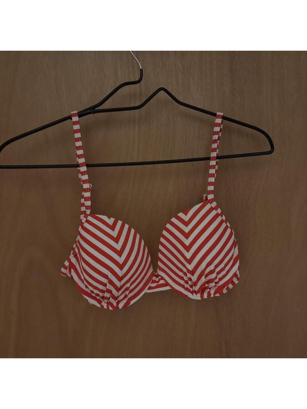 Xhilaration Red and White Striped Bra Size Small